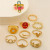 European and American New Ring Set Female Colorful Oil Necklace Clip Flower Cherry Open Snake Star Chain Knuckle Ring