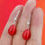 2021 S925 Silver Pearl Earrings Korean Long Red Bridal Earrings Ins Style Female Simple and Elegant Earrings