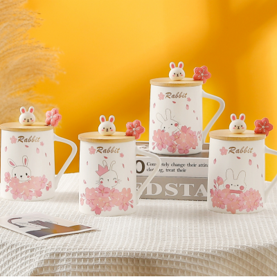 New Ceramic Mug Office Home Coffee Milk Tea Drinking Cup Student Couple Rabbit Ceramic Cup