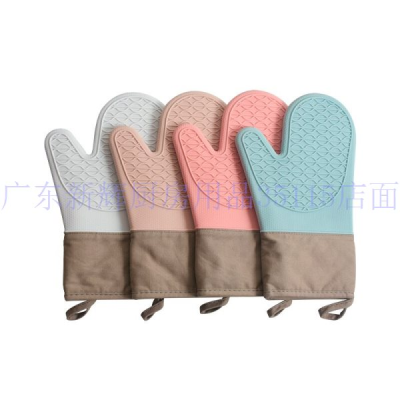 Anti-Hot Gloves Thermal Insulation Thickening Silicone Kitchen Oven Special Use High Temperature Resistant Baking Non-Slip Heat-Proof Microwave Oven Baking