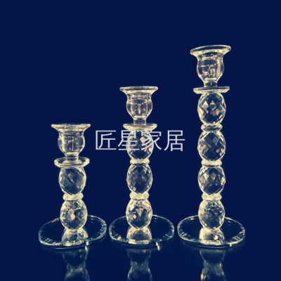 Simple Single-Head Crystal Candlestick Candle Holder Dining-Table Decoration Model Room Soft Decoration Decoration Wedding Candlestick Factory Direct Sales