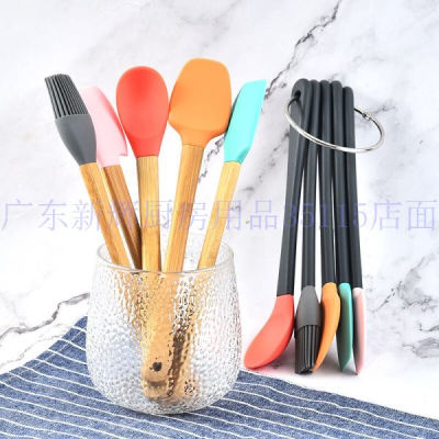 Mini Silicone Scraper Small Scraper Baking Tool Suit 5-Piece Spoon Oil Brush Children's Kitchenware