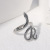 Cross-Border European and American Stainless Steel Ring Female Personalized Minority Snake-Shaped Open Ring Retro Fashion Titanium Steel Ring Wholesale
