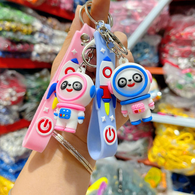 2022 Winter Mascot Cartoon Space Ice Panda Pier Astronaut Keychain Trendy Car Key Ring Pendant