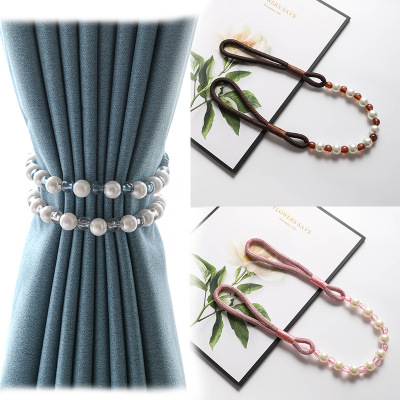 Exclusive for Cross-Border Minimalist Creative Pearl Curtain Bandage Rope Factory Direct Sales Curtain Magnetic Buckle Wholesale Delivery