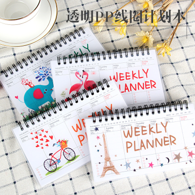Cartoon Tearable Weekly Plan Schedule Book Student Portable Coil Flip-up Notepad 4 Options
