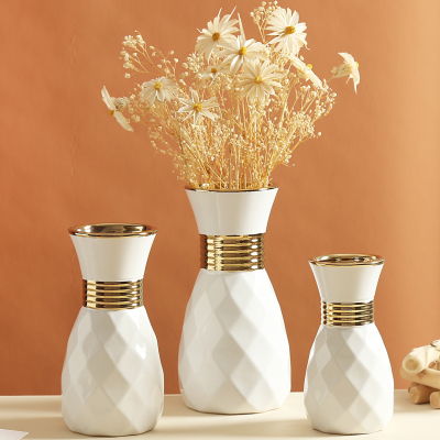 Nordic Simple Electroplating Light Luxury Ceramic Vase Flower Decoration Home Decoration Wholesale Flower Shop Flower Arrangement Living Room