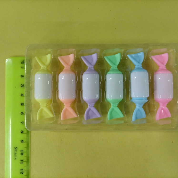 糖果6支PV合彩色荧光笔