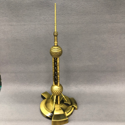 18# Creative Home Decoration Iron Craft Decorations Simulation Building Oriental Pearl Tower with Diamond Metal Crafts Model