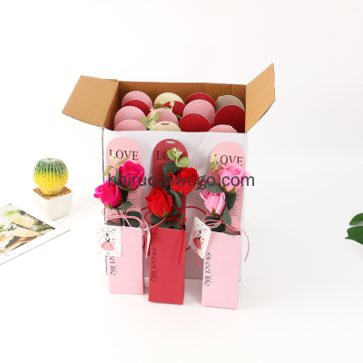 Factory Direct Wholesale 2022 New Single Stem 2 Roses Soap Flower Valentine's Day Gift Artificial Flower Mother's Day