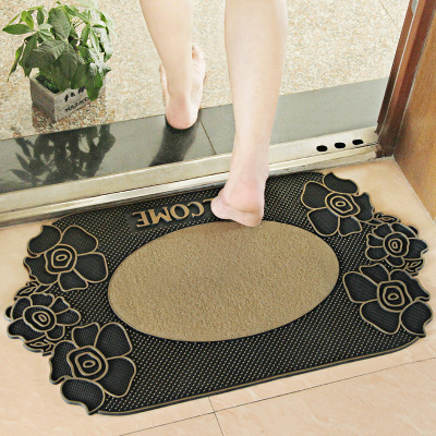 Factory Direct Sales in Stock Wholesale Entrance Foyer Doorway Non-Slip Earth Removing Rose Pattern Rubber Floor Mat