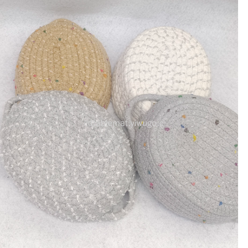 Splicing Cotton Thread Bread Basket Oval Foldable Fork & Knife Storage Basket Storage Bucket Portable Laundry Basket