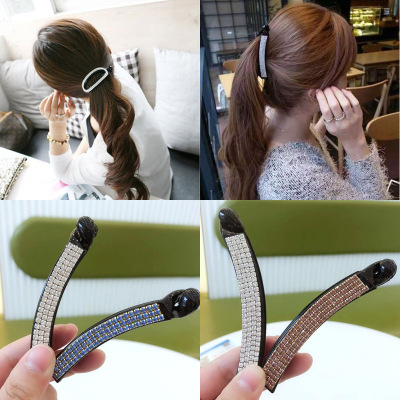 Korean Style Diamond Rhinestone Word Clip Banana Clip Large and Small Hair Clip Hairpin Simple Adult Elegant Ponytail Clip Headdress