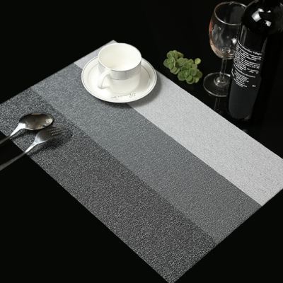 Three-Color Gradient Horizontal Stripe Environmental Protection Placemat PVC Western-Style Placemat Heat Proof Mat