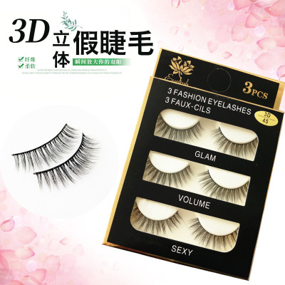 Three Pairs of False Eyelashes Multi-Level 3D Natural Artificial Fiber Stereo Manufacturers Produce 3d-45