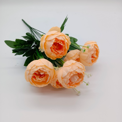 Factory Direct Sales Tea Bud Peony Flower Engineering Artificial Flower Fake Plastic Flowers Silk Flower Wedding Small Handle Foreign Trade Floriculture Soft Outfit