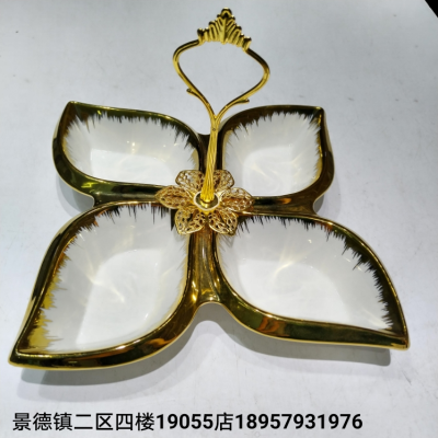 Ceramic Dried Fruit Tray Nut Plate Fruit Plate Tray Plate Sucrier Plate Dim Sum Dish Foreign Trade New Products in Stock