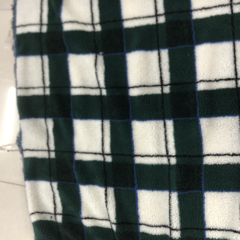 墨绿夹子提花羊羔毛