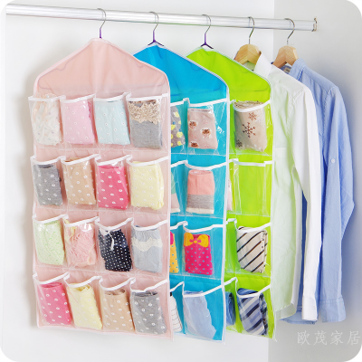 16 Grid Wardrobe Panties Socks Assorted Storage Bags Hanging Bag Wall Door Back Pocket Hanging Storage Organization Bag