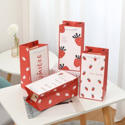 Cartoon Gift Strawberry Water Cup Bag Spot Paper Gift Bag Teacher's Day Gift Bag Thermos Bottle Cup Bag Packing Bag