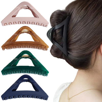 Korean Frosted Large Triangle Grip Women's Fashion Personality Barrettes Back Head Updo Hair Clip Barrettes Sub Shark Clip Headdress