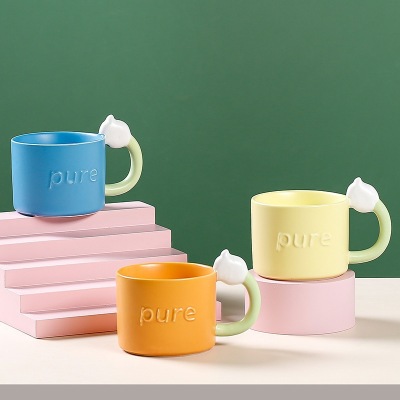 New Xiaohongshu Same Style Lily Mug Good-looking Ceramic Cup Creative Gift Cup Wholesale