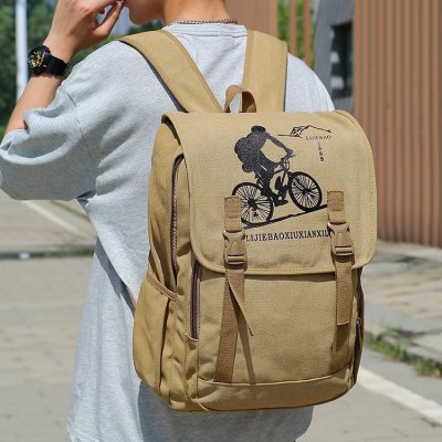 Retro Men's Canvas Backpack Junior High School College Students Schoolbag Trendy Casual Travel Bag Backpack Men's Bag