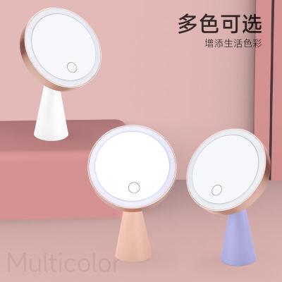 Printable Logo Makeup Mirror LED Light Desktop Home Handheld Desktop Cosmetic Mirror Portable Gift