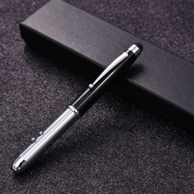 Business Meeting Signature Metal Touchscreen Stylus Four-in-One Laser Touch Screen LED Light Ballpoint Pen Laser Logo