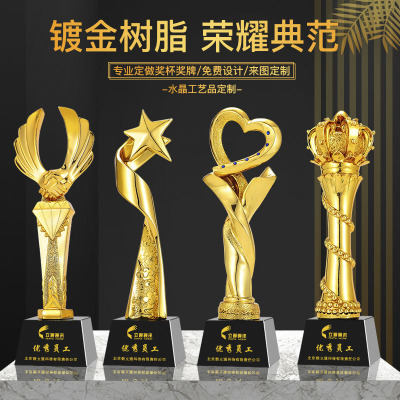 Factory Wholesale Resin Trophy Gold and Silver Copper Crystal Licensing Authority Medal Crystal Trophy Dance Crystal Trophy Making