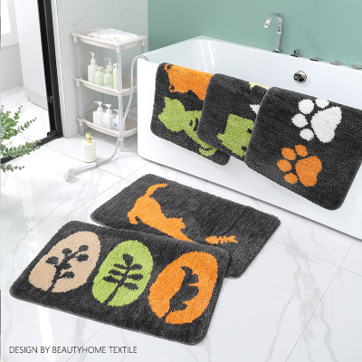 Fluffy Floor Mat Cartoon Living Room Bathroom Absorbent Stool Rug Non-Slip Entrance Home Use Bedroom Foot Mat Carpet