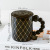 Creative Camellia Relief Cover Bead Handle Mug Gold Ceramic Cup Office Coffee Cup Couple Drinking Cups