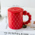 Creative Camellia Relief Cover Bead Handle Mug Gold Ceramic Cup Office Coffee Cup Couple Drinking Cups