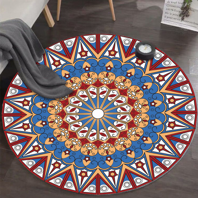 Spot New 3D Printing Ethnic Style Carpet Living Room Coffee Table round Blanket Bedroom Bedside Blanket Computer Chair Cushion Wholesale