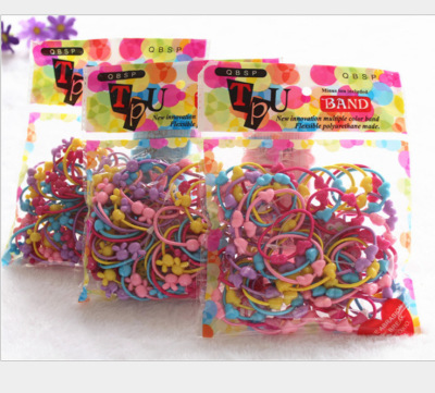 Children's Rubber Band 50 Kid Cartoon Candy Color Beads Korean Style Headband Hair Ring