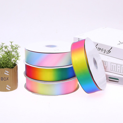 In Stock Wholesale 3.8mm Rainbow Gradient High Density Thread Belt Thermal Transfer Ribbon Cake Ribbon Handmade DIY Accessories