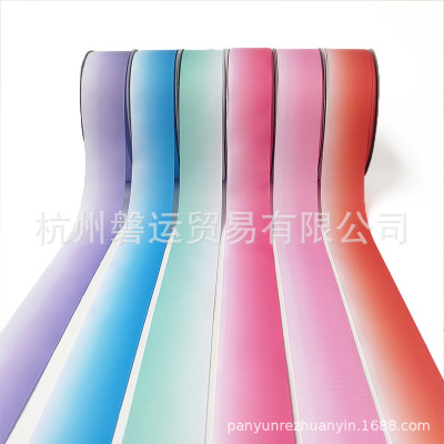 Factory Wholesale Gradient High Density Thread Belt Rainbow Ribbon Thermal Transfer Hair Ornaments Accessories Handmade DIY