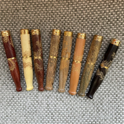 Factory Supply Blackwood Solid Wood Carving Filter Cigarette Holder Washable Pull Rod Cigarette Holder Filter Smoking Set Wholesale