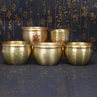 Pure Copper Decoration Brass Cylinder Desktop Baifu Cylinder Copper Cylinder Treasure Bowl Domestic Ornaments