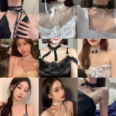 Korean Style Elegant Style Necklace All-Match Clavicle Chain Female Collar Student Necklace Black Lace Neck Accessories Neck Ring Chain