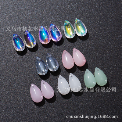 Glass Bead 8 * 14mm Water Drop Pendant Flat Water Drop DIY Ornament Accessory Pendant Hole Antique Material Scattered Beads