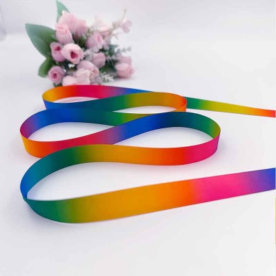 Panyun Rainbow High Density Double-Sided Polyester Belt Gradient Printing Ribbon Cake Decoration Ribbon Gift Packaging Ribbon