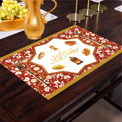 Muslim American Placemat for Ramadan Festival Leather Insulatio Placemat Water Oil Dining Table Environmental Protection