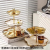 Ceramic String Disk Fruit Plate Dim Sum Dish Cake Plate Snack Plate Three-Layer Two-Layer Electroplating Golden Edge Foreign Trade New