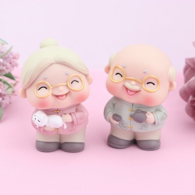 Creative Cute Old Man Old Lady Baking Cake Ornaments Happy Couples Birthday Cake Decorative Ornaments Wedding Gift