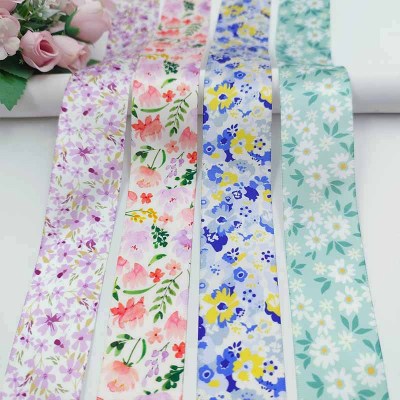 Fresh Decoration Flowers Ribbon Digital Printing Polyester Belt Clothing Accessories Gift Decoration Small Floral Ribbon