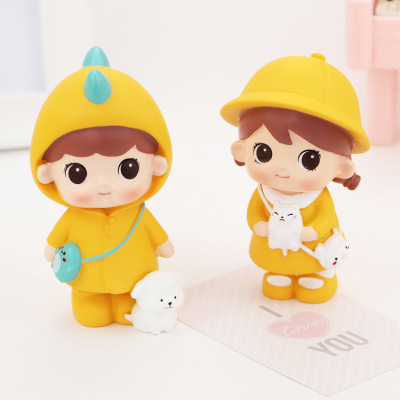 Creative Cute Couple Doll Car Decoration Cartoon Little Doll Baking Cake Decorations Office Table-Top Decoration