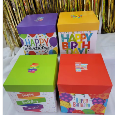 Birthday Gift Box Square White Card Packaging Paper Box