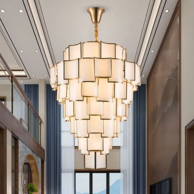 New Chinese Style Villa Chandelier Lamp In The Living Room High Hollow Cross-Floor Modern Hotel Compartment Three-Storey Duplex Building Middle Building