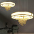 New Chinese-Style Chandelier Restaurant Bar Tea Room Coffee Shop Lamps Fabric Golden Ring Rectangular Glass Bulb